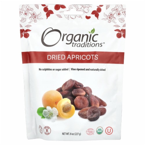 Organic Traditions Dried Apricots 8 oz Pkg Perspective: front