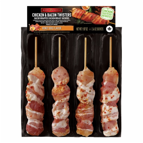 Marcangelo® Honey BBQ Bacon Wrapped Chicken Skewer Perspective: front