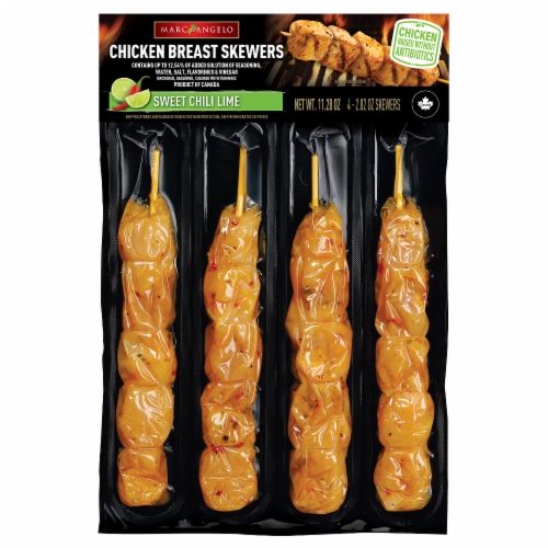 Marcangelo Sweet Chili Lime Chicken Breast Skewers Perspective: front