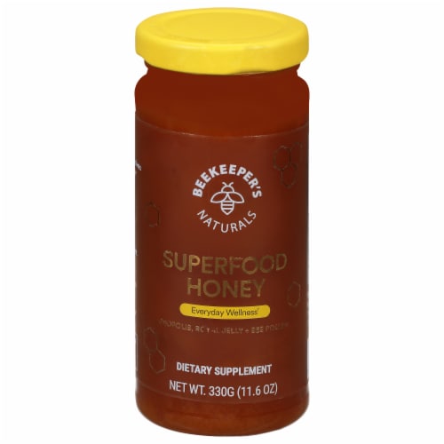Beekeeper’s Naturals B. Powered Superfood Honey Perspective: front
