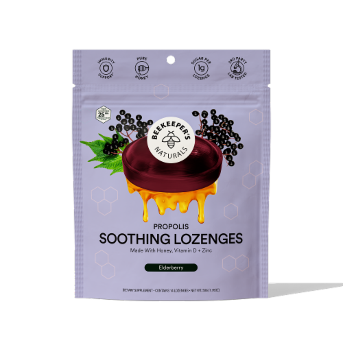 Beekeeper's Naturals B. Soothed Elderberry Lozenges Perspective: front