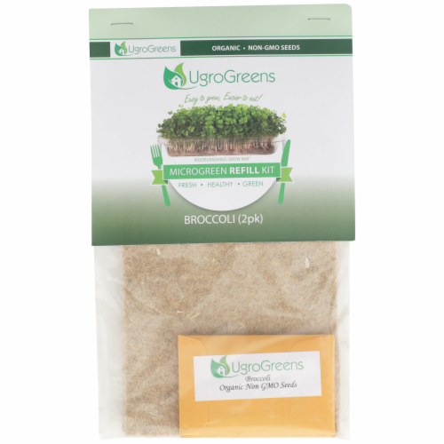 UgroGreens Organic Broccoli Microgreen Refill Kit 2 Count Perspective: front