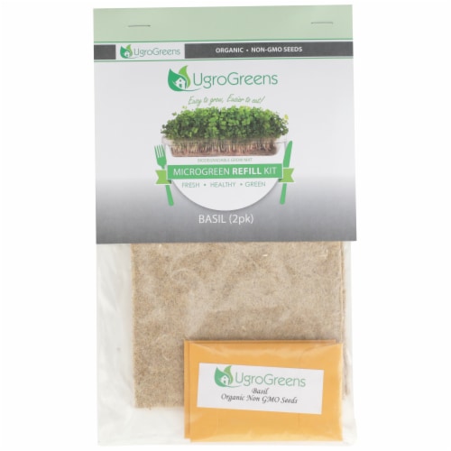 UgroGreens Organic Basil Microgreen Refill Kit 2 Count Perspective: front