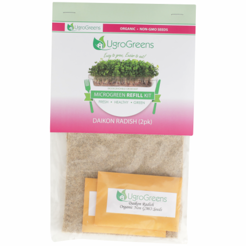 UgroGreens Organic Diakon Radish Microgreen Refill Kit 2 Count Perspective: front