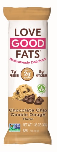 Love Good Fats Chocolate Chip Cookie Dough Energy Bars Perspective: front