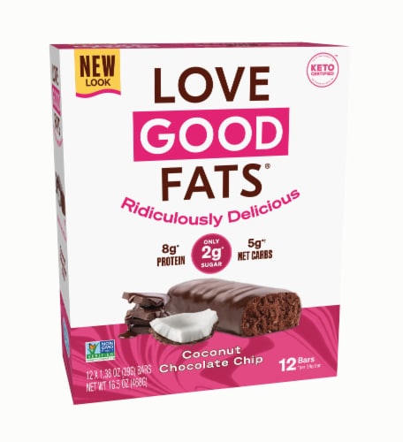 Love Good Fats™ Coconut Chocolate Chip Keto Snack Bars Perspective: front