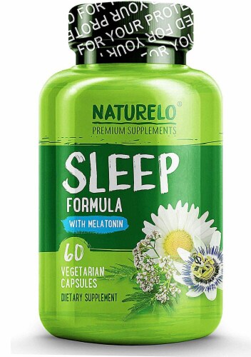 NATURELO Sleep Formula with Melatonin Capsules Perspective: front