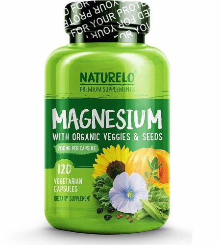 NATURELO Magnesium with Organic Veggies & Seeds Capsules 200mg Perspective: front