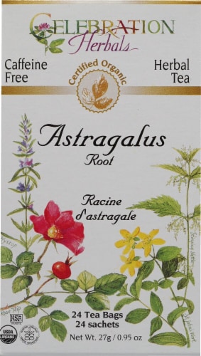 Celebration Herbals  Organic Herbal Tea Caffeine Free Astragalus Root Perspective: front