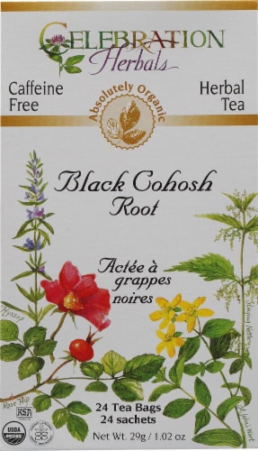 Celebration Herbals  Organic Herbal Tea Caffeine Free Black Cohosh Root Perspective: front