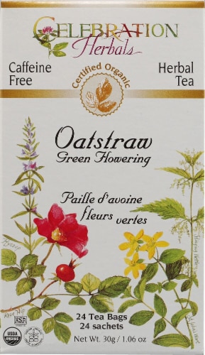 Celebration Herbals  Organic Oatstraw Green Flowering Tea Caffeine Free Perspective: front