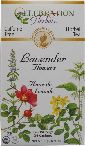 Celebration Herbals  Organic Lavender Flowers Tea Caffeine Free Perspective: front