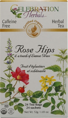 Celebration Herbals  Organic Rose Hips with Lemongrass Tea Caffeine Free Perspective: front