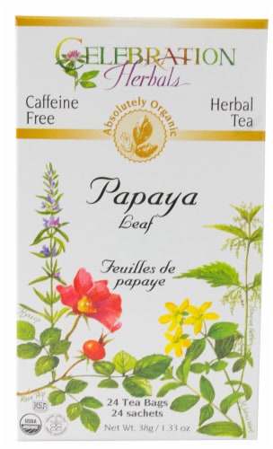 Celebration Herbals  Organic Herbal Tea Papaya Leaf Caffeine Free Perspective: front