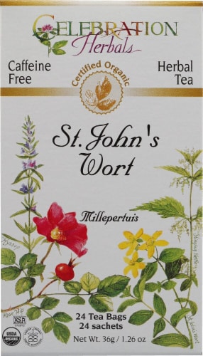 Celebration Herbals  Organic St John's Wort Tea Caffeine Free Perspective: front