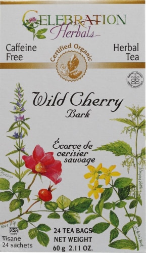 Celebration Herbals  Organic Wild Cherry Bark Tea Caffeine Perspective: front