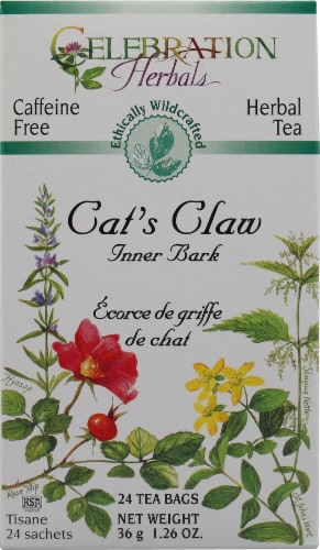 Celebration Herbals  Herbal Tea Caffeine Free Cat's Claw Inner Bark Perspective: front