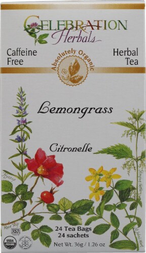 Celebration Herbals  Organic Lemongrass Tea Caffeine Free Perspective: front