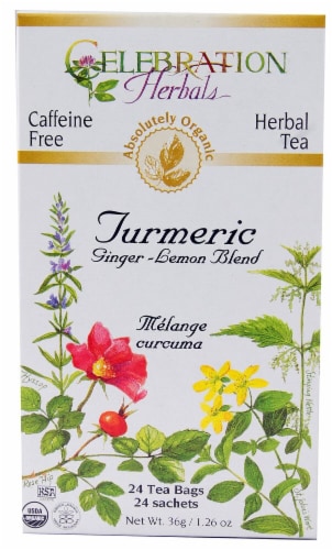 Celebration Herbals Organic Ginger-Lemon Blend Turmeric Tea Perspective: front