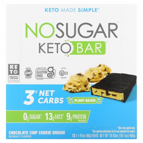 No Sugar Keto Bar - Bar Keto Cchip Cookie Dough - Case of 12-1.41 OZ Perspective: front