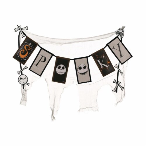 BuySeasons  36 in. The Nightmare Before Christmas Spooky Cheesecloth Banner - Multicolor Perspective: front