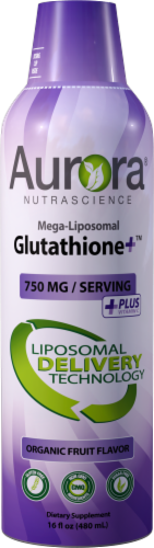 Aurora Nutrascience Organic Fruit Flavor Mega-Liposomal Glutathione Dietary Supplement 750mg Perspective: front