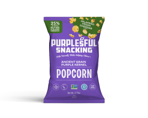 Purplesful Plant Based Jalapeno Cheddar Popcorn Perspective: front