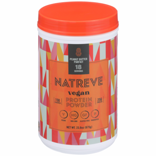 Natreve Peanut Butter Parfait Vegan Plant-Based Protein Powder Perspective: front