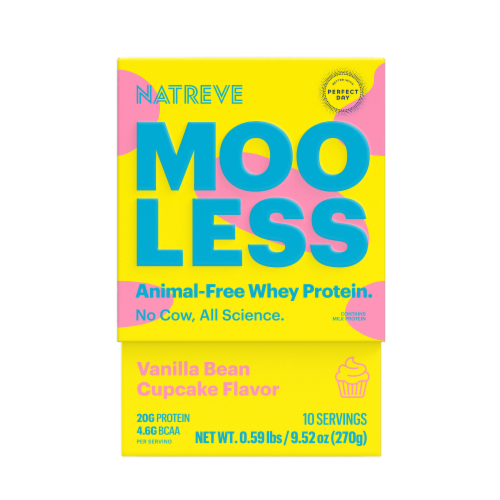 Natreve MOOLESS Vanilla Bean Cupcake Animal Free Whey Protein Perspective: front