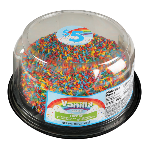 Charlotte's Vanilla Rainbow Sprinkle Cake Perspective: front