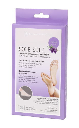 Relaxus Lavender Exfoliation Soft Sole Foot Treatment Perspective: front