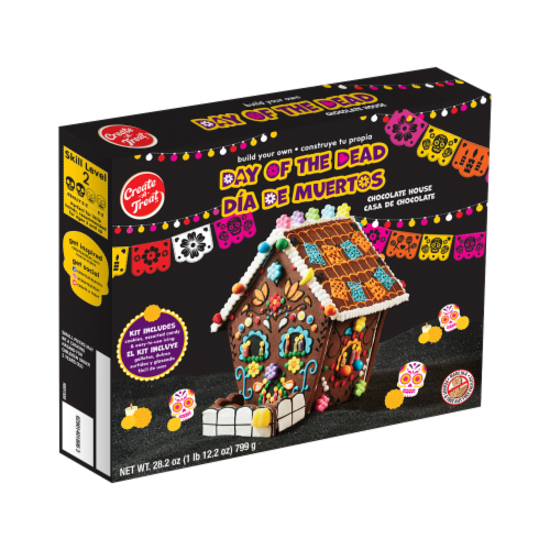 Create A Treat Build Your Own Day of the Dead Chocolate House - Dia de los Muertos Perspective: front