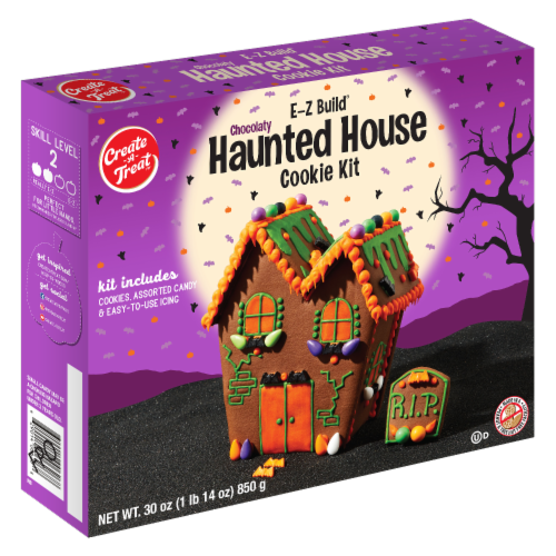 Create-A-Treat™ E-Z Build® Chocolaty Haunted House Cookie Kit Perspective: front