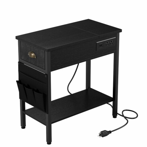 Slim black store side table