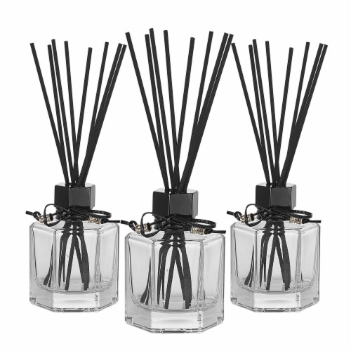 EAST CREEK Aroma Diffuser Set: 3 4oz Glass Bottles & 24 Sticks Perspective: front