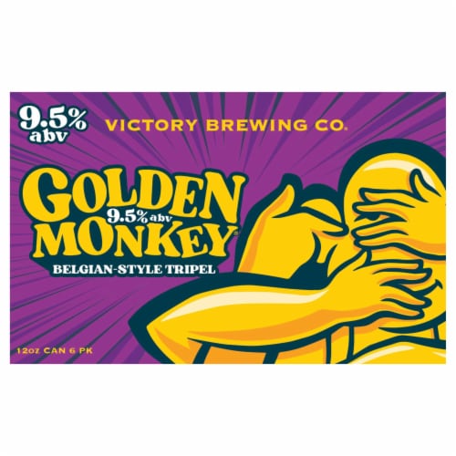 Victory Brewing Company Golden Monkey Belgian-Style Tripel Ale Beer 6 Cans Perspective: front