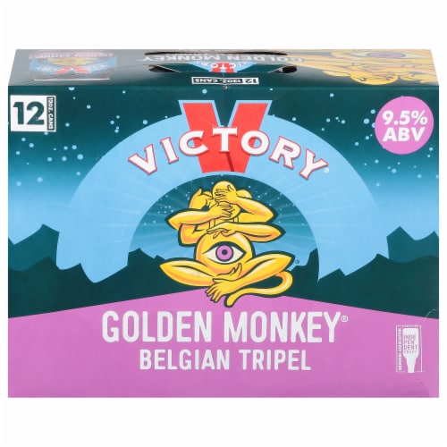 Victory Brewing Company® Golden Monkey® Belgian Style Tripel Ale Beer Cans Perspective: front