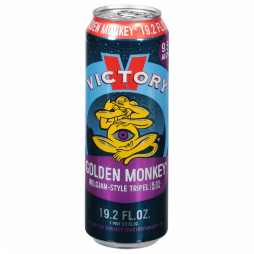 Victory Golden Monkey Belgian Triple Ale Beer Can Perspective: front