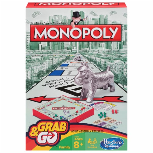 Hasbro Gaming® Grab & Go™ Monopoly Board Game Perspective: front
