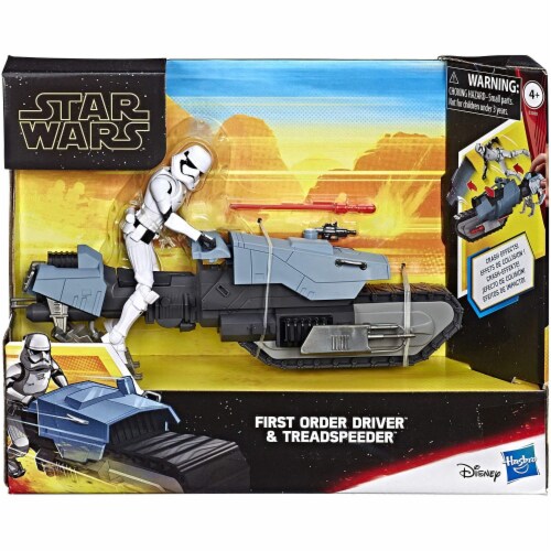Hasbro Star Wars Galaxy of Adventures First Order Driver and Treadspeeder Toy Perspective: front