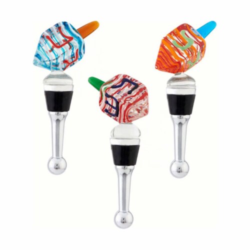 LS Arts HK-016 Bottle Stoppers - Hanukkah Dreidel Perspective: front