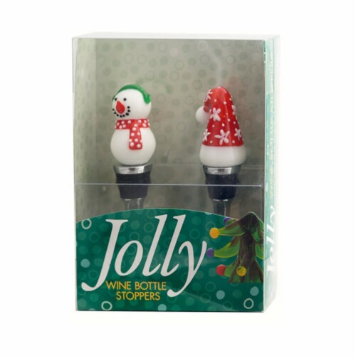 LS Arts WAX-027 Bottle Stoppers - Snowman and Hat Perspective: front