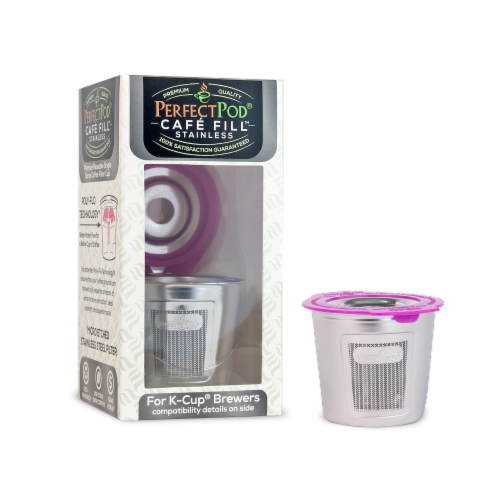Cafe Fill Stainless Steel Reusable Filter For Keurig & Other K-Series and Select Models Perspective: front