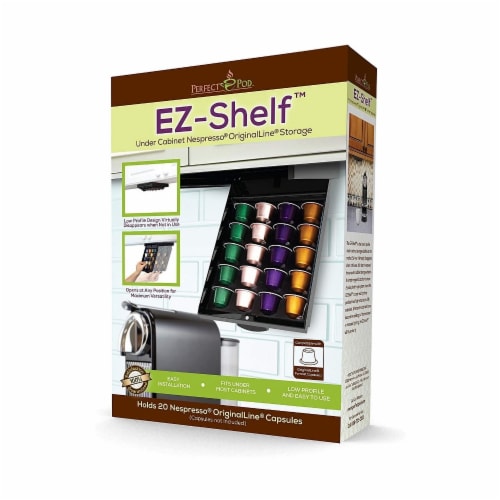 EZ-Shelf Coffee Pod Holder Under Cabinet Drawer Storage Organizer (for Nespresso Original Lin Perspective: front