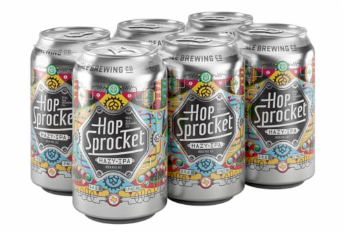 Real Ale Brewing Company Hop Sprocket Hazy IPA Craft Beer 6 cans / 12 fl oz Perspective: front