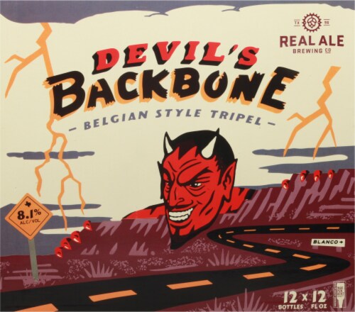 Real Ale Brewing Company Devil's Backbone Belgian-Style Tripel Beer Perspective: front