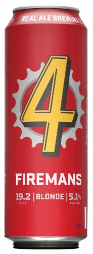 Real Ale Firemans #4 Blonde Ale Craft Beer single can Perspective: front