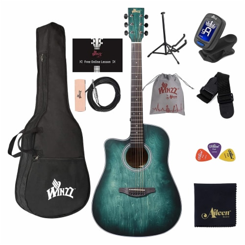 Aileen Music WINZZ Hand Rubbed 41 Inch Acoustic Guitar Bundle