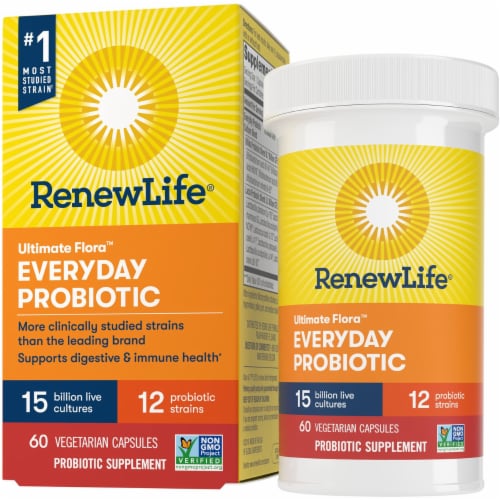Ultimate Flora RenewLife Everyday Probiotic Vegetarian Capsules Perspective: front