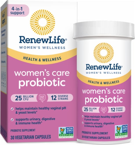Renew Life Women's Care Health & Wellness Probiotic Capsules Perspective: front